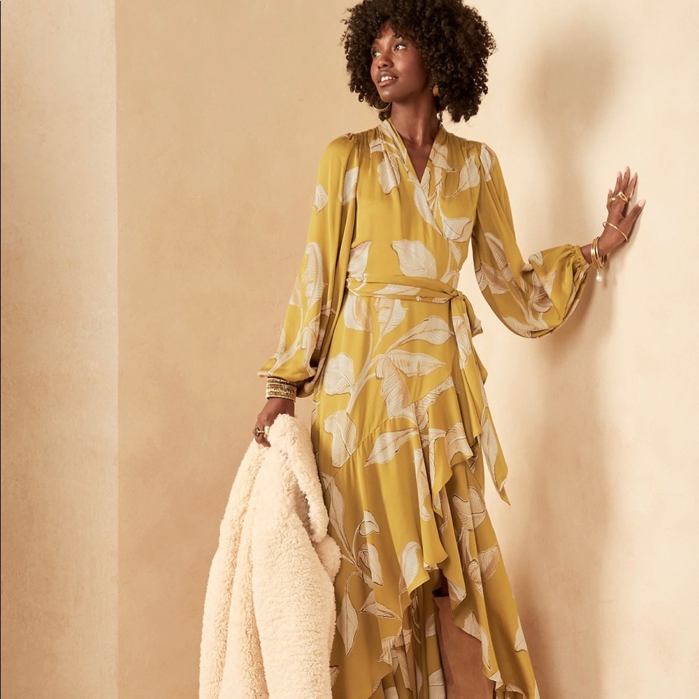 NWT Banana Republic Satin Wrap Dress Women’s L (12-14)